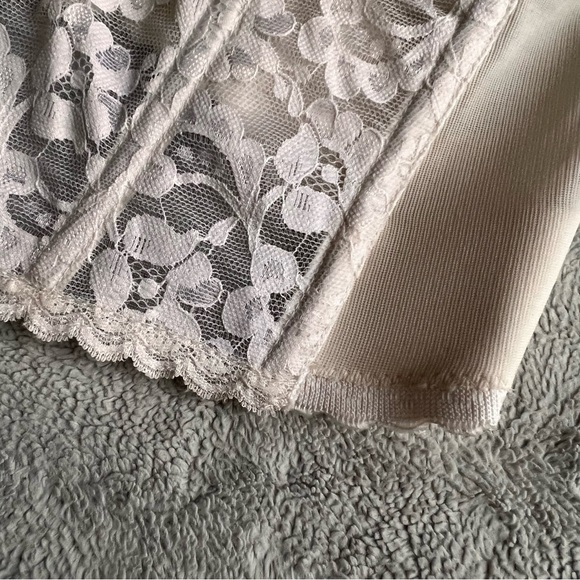 Vintage 70s 80s Backless Floral Lace Corset Long Bustier Bra Top Lingerie White - Picture 5 of 16